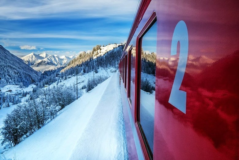 Passing through the Alps in the Bernina Express
