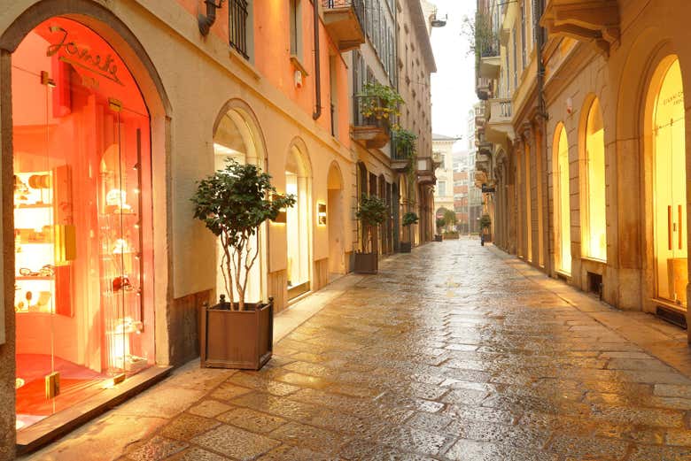 Luxury fashion boutiques in the Quadrilatero della Moda