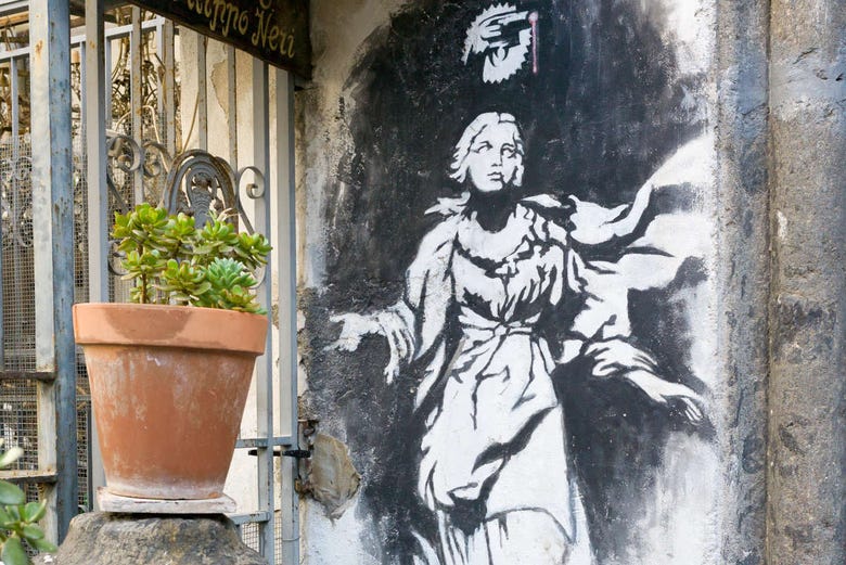Uma obra de Banksy em Nápoles