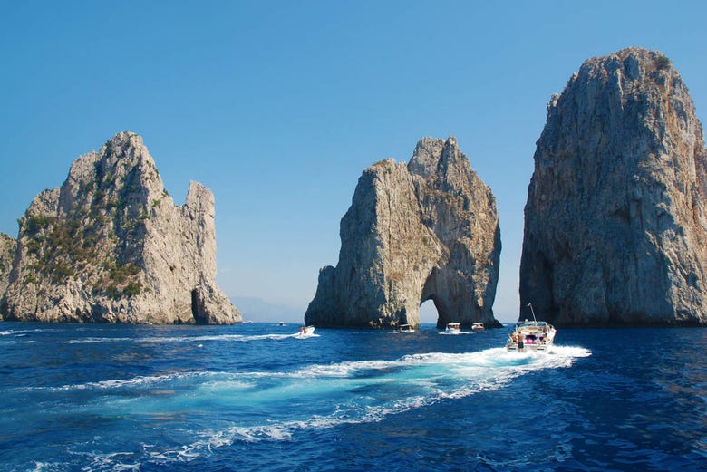 The three Faraglioni rocks in Capri