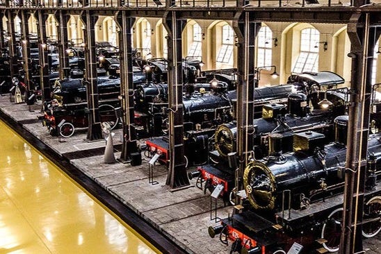 Locomotoras en el Museo Ferroviario de Pietrarsa