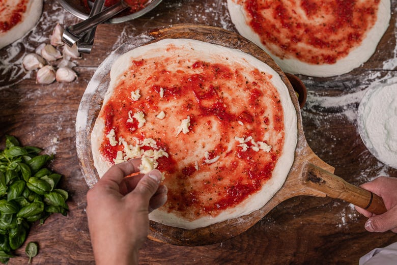 Preparing an authentic Italian pizza