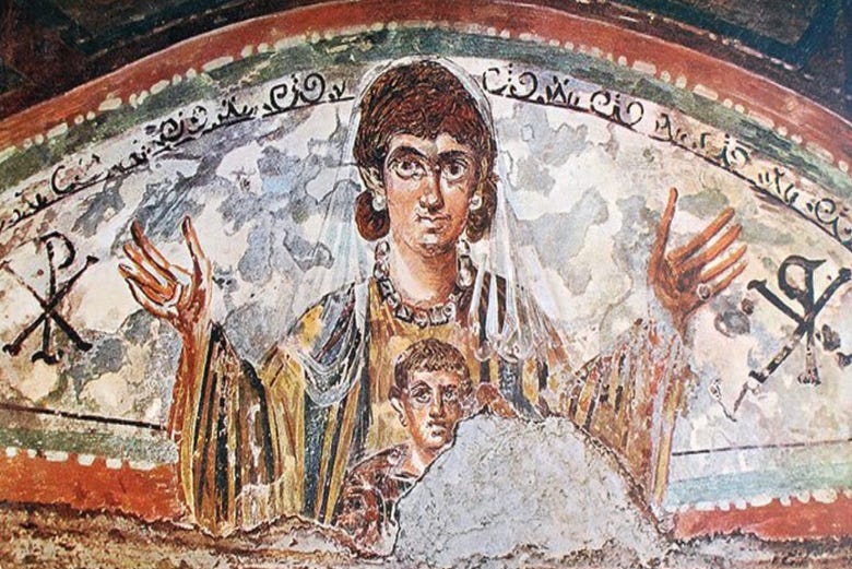 Mosaico en las catacumbas de Priscila