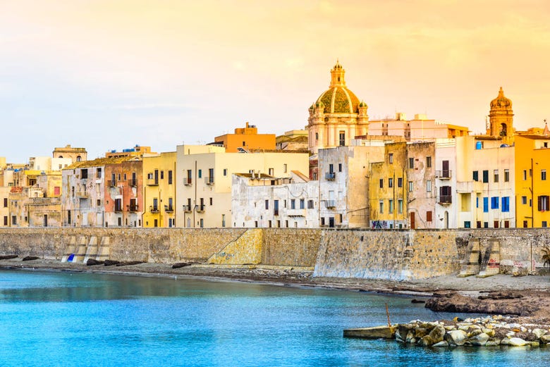 Panoramic view of Trapani's port