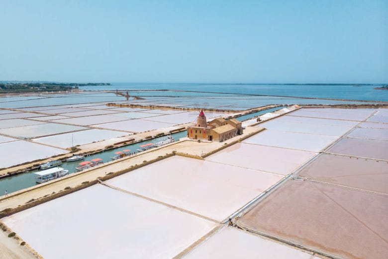 Aerial view of the Stagnone salt pan