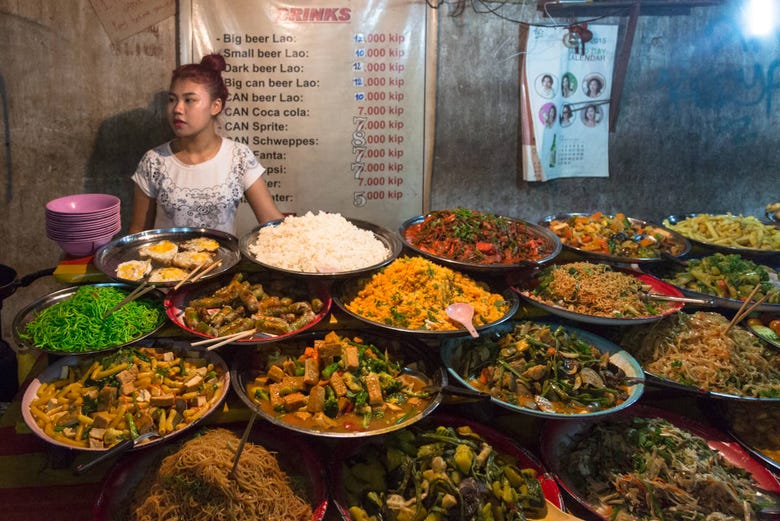 Typical street food stall in Luang Prabang