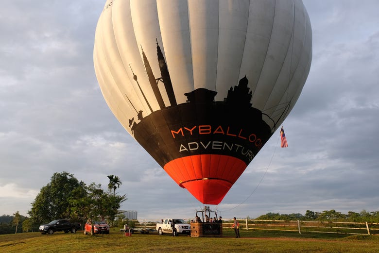 Hot air balloon ready to fly over Kuala Lumpur