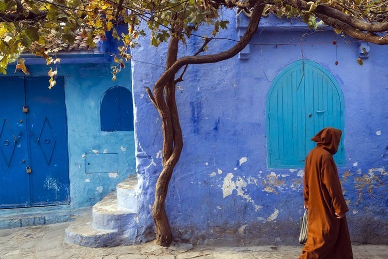The famous blue walls of Chefchaouen