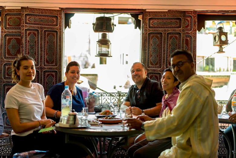 Enjoying the food tour of Marrakech