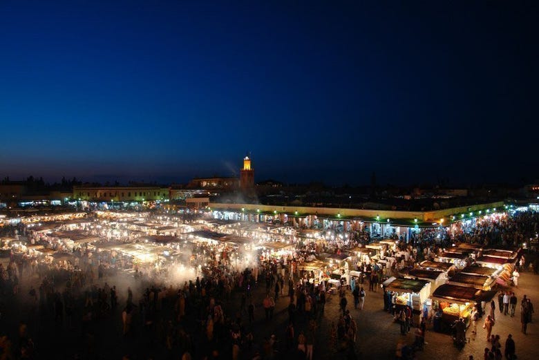 Night over Jemaa el-Fnaa Square