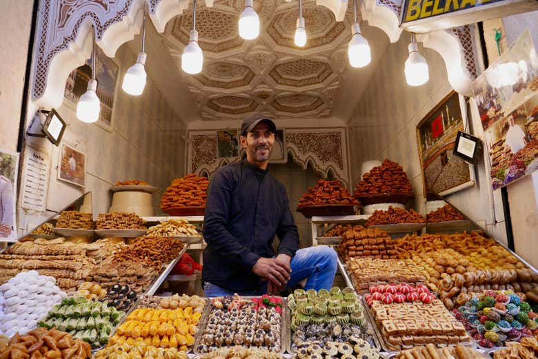Puesto de dulces en Marrakech