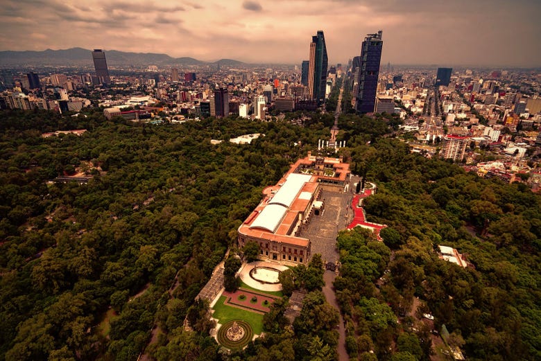 Vista aérea do bosque de Chapultepec