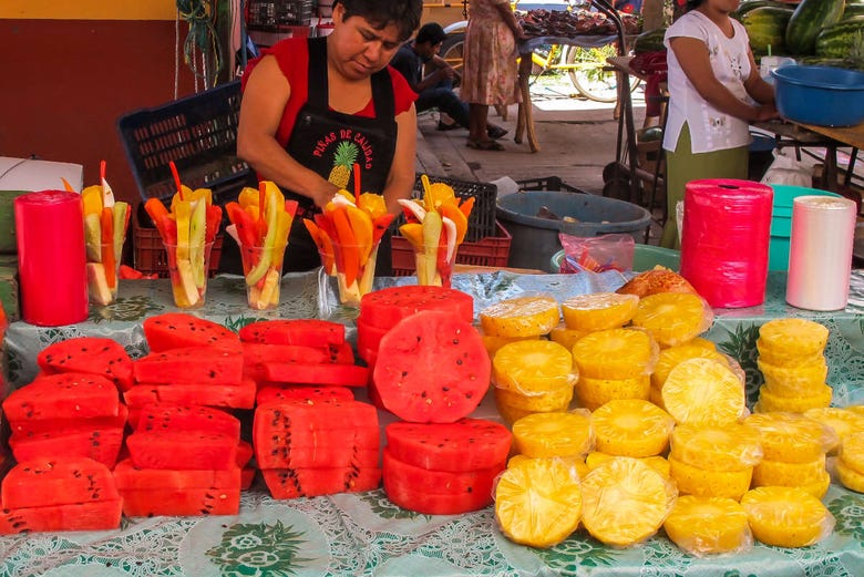 Stand de fruits au marché de Cozumel