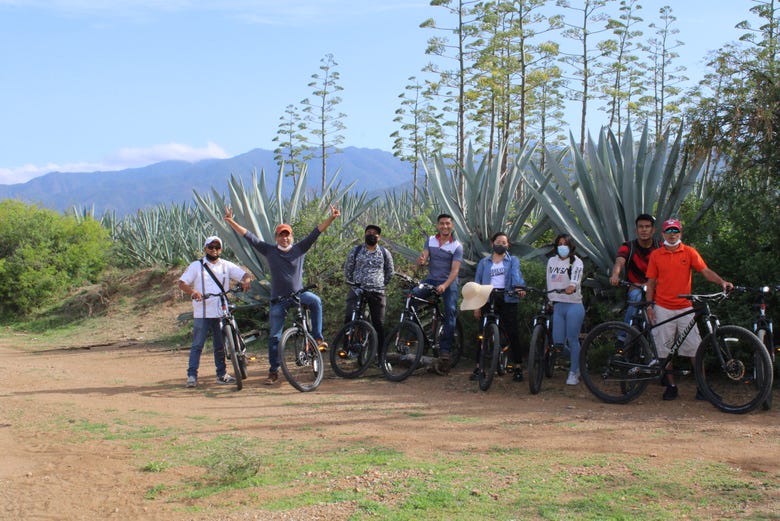 Disfrutando del tour en bicicleta por Teotitlán del Valle