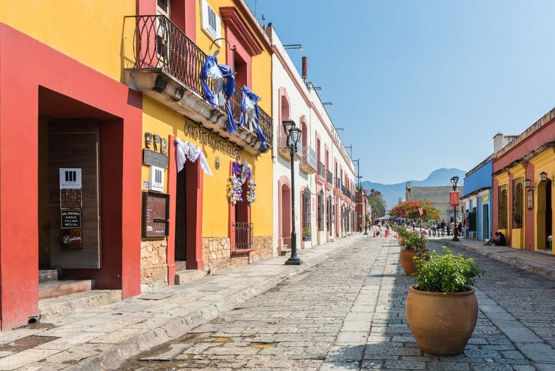 A typical street in Oaxaca