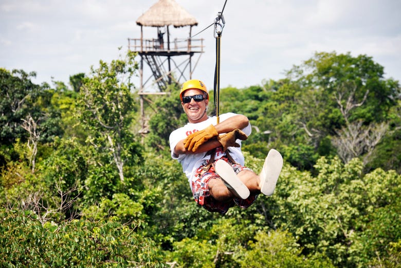 Going ziplining in the Mayan Jungle