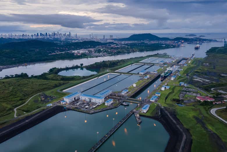 Aerial view of the Panama Canal - Aerial view of the Panama Canal