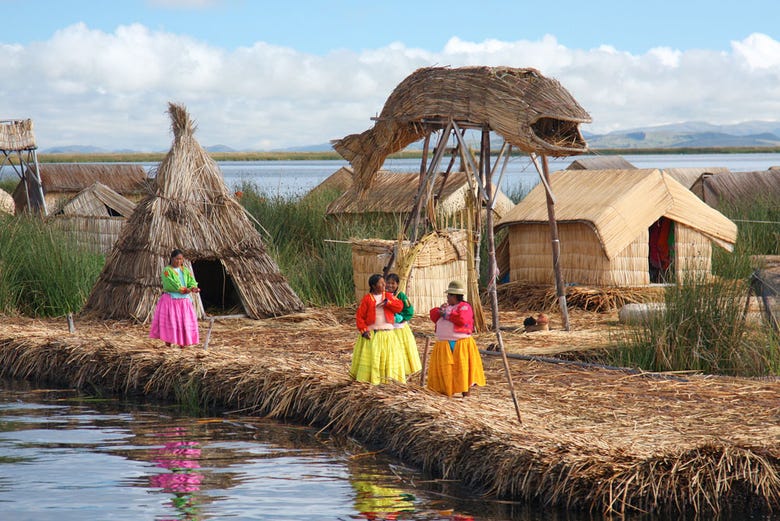 Exploring one of the islands of Uros