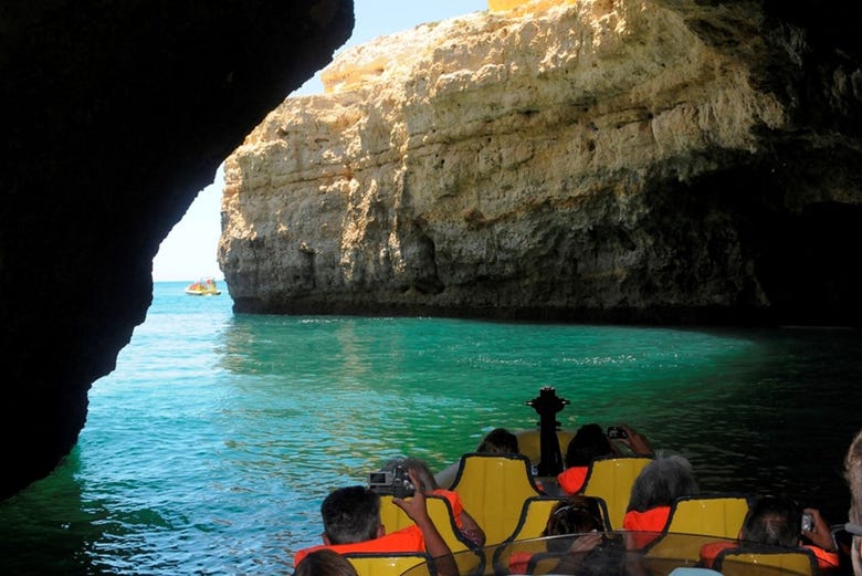 Exploring sea caves near Albufeira