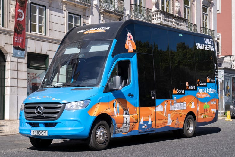 El minibús en el que viajaremos por Lisboa