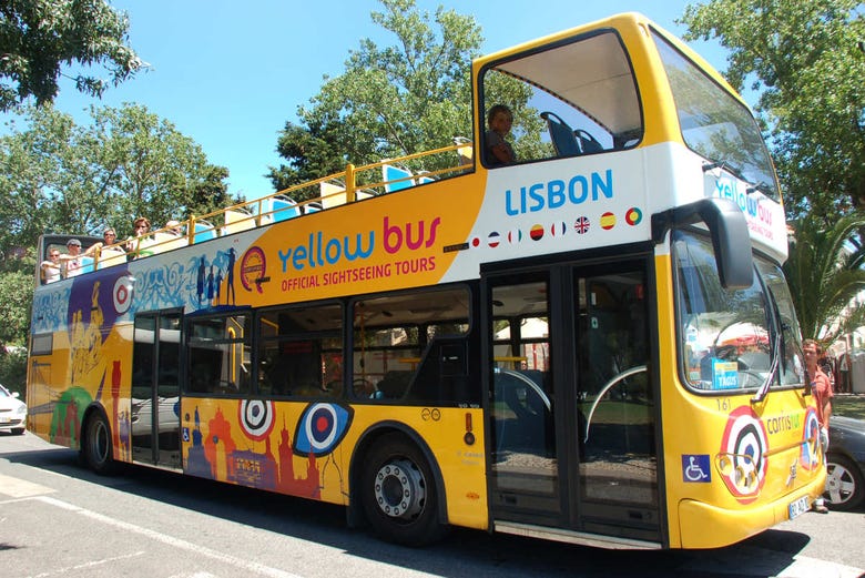 The open-top Lisbon tourist bus