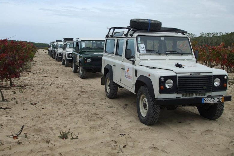 Jeeps en la arena del Algarve