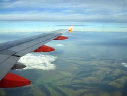Chegando a Edimburgo de avião