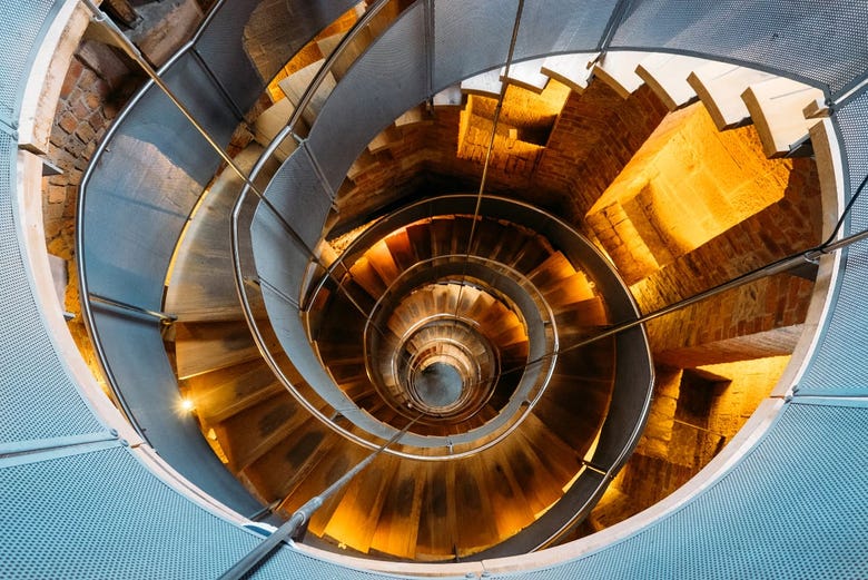Spiral staircase in The Lighthouse, designed by Charles Rennie M