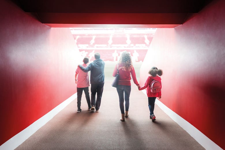 The tunnel out to the pitch at Anfield Stadium