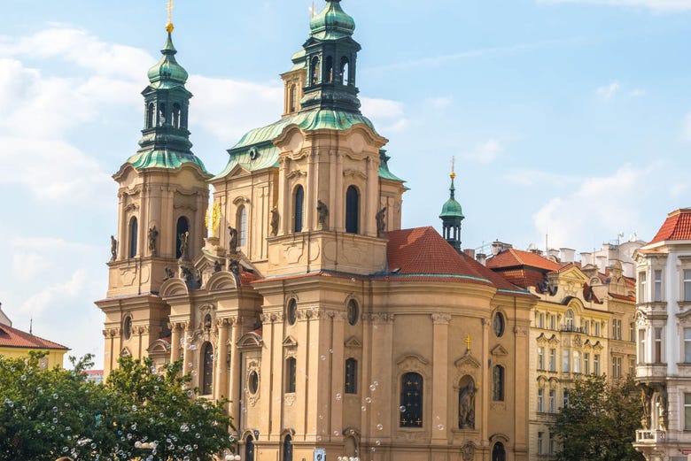 The Baroque-style St. Nicholas Church in Prague