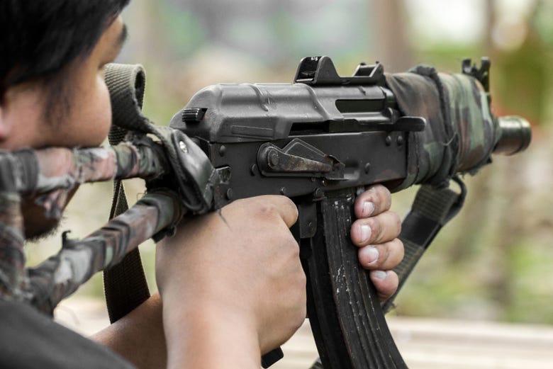 Lining up the Kalashnikov AK-47 for target practice