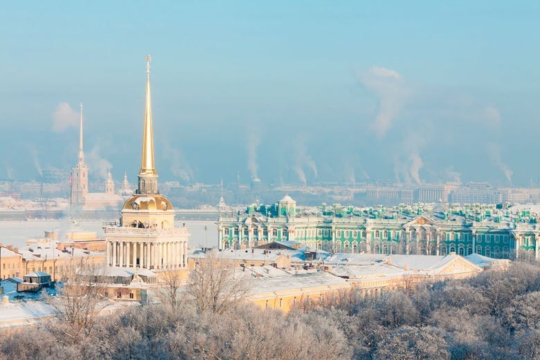 The Winter Palace and Cathedral of St. Peter and Paul