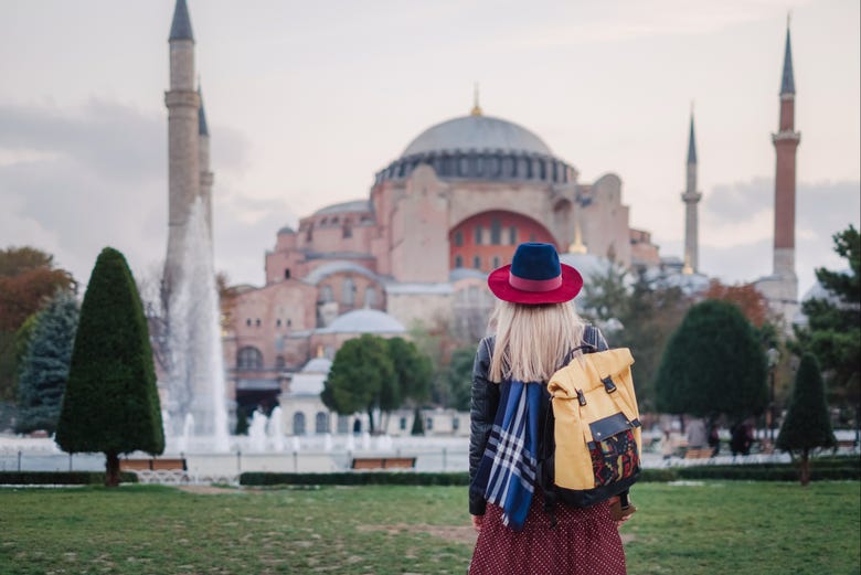 Admiring the Hagia Sophia Basilica